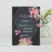 Chic Black & Gold Geometric lijst RSVP Kaart (Staand voorkant)