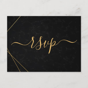Chic Black & Gold Geometric lijst rsvp Uitnodiging Briefkaart