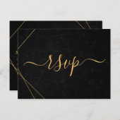 Chic Black & Gold Geometric lijst rsvp Uitnodiging Briefkaart (Voorkant / Achterkant)