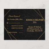 Chic Black & Gold Geometric lijst rsvp Uitnodiging Briefkaart (Achterkant)