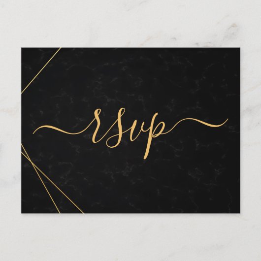 Chic Black & Gold Geometric lijst rsvp Uitnodiging Briefkaart (Voorkant)