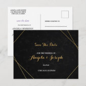 Chic Black & Gold Geometric lijst Save the Date Briefkaart (Voorkant / Achterkant)