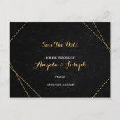 Chic Black & Gold Geometric lijst Save the Date Briefkaart (Voorkant)