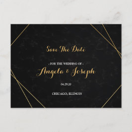 Chic Black & Gold Geometric lijst Save the Date Briefkaart