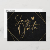 Chic Black & Gold Geometric lijst Save the Date Po Briefkaart (Voorkant / Achterkant)