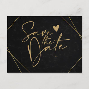 Chic Black & Gold Geometric lijst Save the Date Po Briefkaart