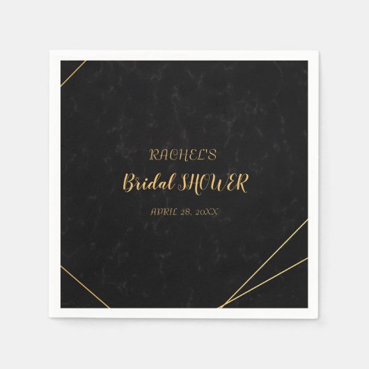 Chic Black & Gold Geometric lijst Servet (Voorkant)