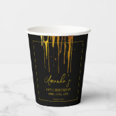 Chic Black & Gold Glitter Drips Sweet 16 Verjaarda Papieren Bekers (Achterkant)