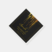 Chic Black & Gold Glitter Drips Sweet 16 Verjaarda Servet (Hoek)