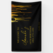 Chic Black & Gold Glitter Drips Sweet 16 Verjaarda Spandoek (Verticaal)