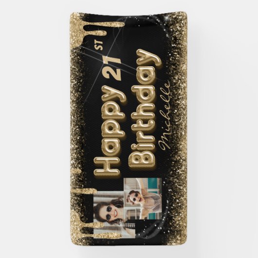 Chic Black & Gold Glitter elke dag banner (Verticaal)