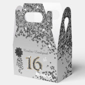 Chic Black Gold Glitter & Ribbon 16e verjaardag Bedankdoosjes (Geopend)