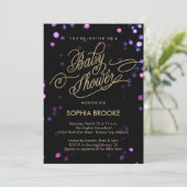 Chic Black & Gold Glitter Script-Baby shower Kaart (Staand voorkant)