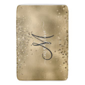Chic Black Gold Glitters Monogram Naam Badmat (Voorkant Verticaal)