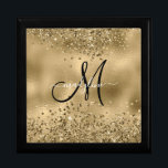 Chic Black Gold Glitters Monogram Naam Cadeaudoosje<br><div class="desc">Chic Black Gold Glitters Monogram Naam</div>