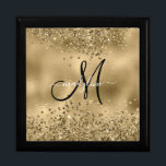 Chic Black Gold Glitters Monogram Naam Cadeaudoosje<br><div class="desc">Chic Black Gold Glitters Monogram Naam</div>