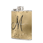 Chic Black Gold Glitters Monogram Naam Heupfles (Links)