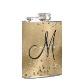 Chic Black Gold Glitters Monogram Naam Heupfles (Rechts)