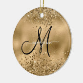 Chic Black Gold Glitters Monogram Naam Keramisch Ornament (Links)