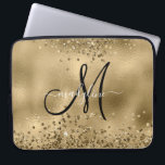 Chic Black Gold Glitters Monogram Naam Laptop Sleeve<br><div class="desc">Chic Black Gold Glitters Monogram Naam</div>