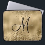 Chic Black Gold Glitters Monogram Naam Laptop Sleeve<br><div class="desc">Chic Black Gold Glitters Monogram Naam</div>