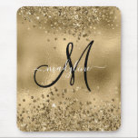 Chic Black Gold Glitters Monogram Naam Muismat<br><div class="desc">Chic Black Gold Glitters Monogram Naam</div>