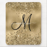 Chic Black Gold Glitters Monogram Naam Muismat<br><div class="desc">Chic Black Gold Glitters Monogram Naam</div>
