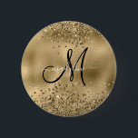 Chic Black Gold Glitters Monogram Naam Ronde Button 5,7 Cm<br><div class="desc">Chic Black Gold Glitters Monogram Naam</div>