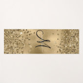 Chic Black Gold Glitters Monogram Naam Yogamat (Voorkant (horizontaal))