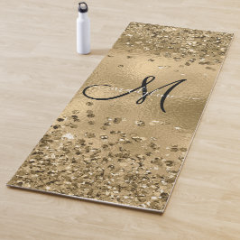 Chic Black Gold Glitters Monogram Naam Yogamat