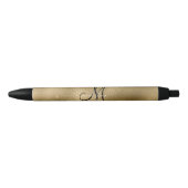 Chic Black Gold Glitters Monogram Naam Zwarte Inkt Pen (Voorkant)