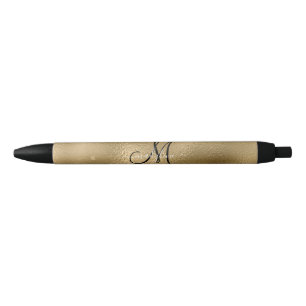 Chic Black Gold Glitters Monogram Naam Zwarte Inkt Pen
