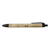 Chic Black Gold Glitters Monogram Naam Zwarte Inkt Pen (Bovenkant)
