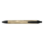 Chic Black Gold Glitters Monogram Naam Zwarte Inkt Pen (Achterkant)