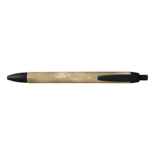 Chic Black Gold Glitters Monogram Naam Zwarte Inkt Pen (Achterkant)
