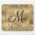 Chic Black Gold Glitters Monogram Name Muismat<br><div class="desc">Chic Black Gold Glitters Monogram Naam</div>