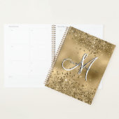 Chic Black Gold Glitters Monogram Name Planner (Display)