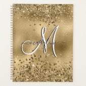 Chic Black Gold Glitters Monogram Name Planner (Voorkant)