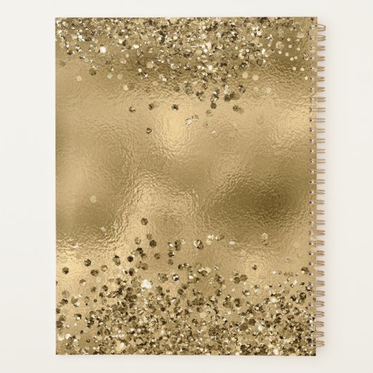 Chic Black Gold Glitters Monogram Name Planner (Achterkant)