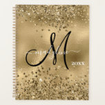 Chic Black Gold Glitters Monogram Name Planner<br><div class="desc">Chic Black Gold Glitters Monogram Naam</div>