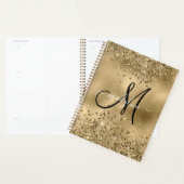Chic Black Gold Glitters Monogram Name Planner (Display)
