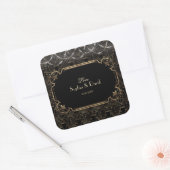 Chic Black Gold Great Art Deco 20s Wedding Vierkante Sticker (Envelop)