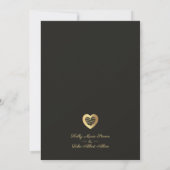 Chic Black & Gold Heart Foto Couple Wedding Save The Date (Achterkant)