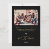 Chic Black Gold Joyful Wishes Script 5 Foto Feestdagenkaart (Achterkant)