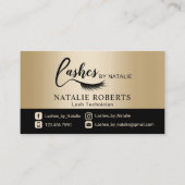 Chic Black & Gold Lashes Salon Eyelash Extensions Visitekaartje (Voorkant)