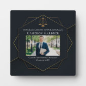 Chic Black Gold Law School Afstuderen Foto Fotoplaat (Voorkant)