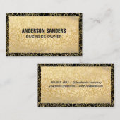 Chic Black Gold Leather | Goud Abstract textiel Visitekaartje (Voorkant / Achterkant)