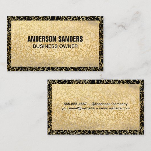 Chic Black Gold Leather | Goud Abstract textiel Visitekaartje (Voorkant / Achterkant)