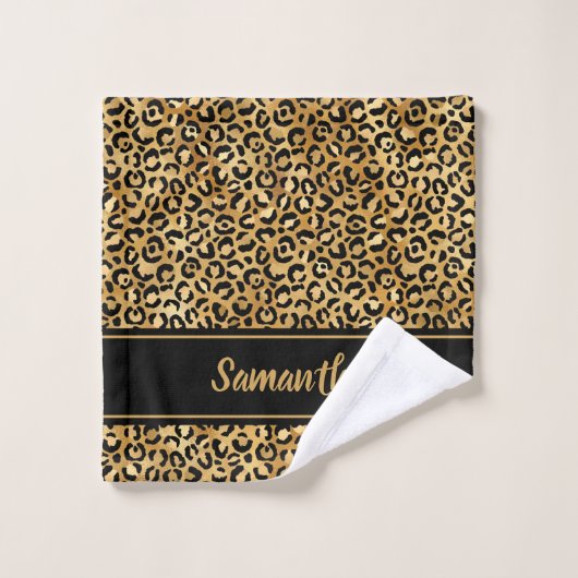 Chic Black Gold Leopard-printer op maat Bad Handdoek (Wasdoekje)