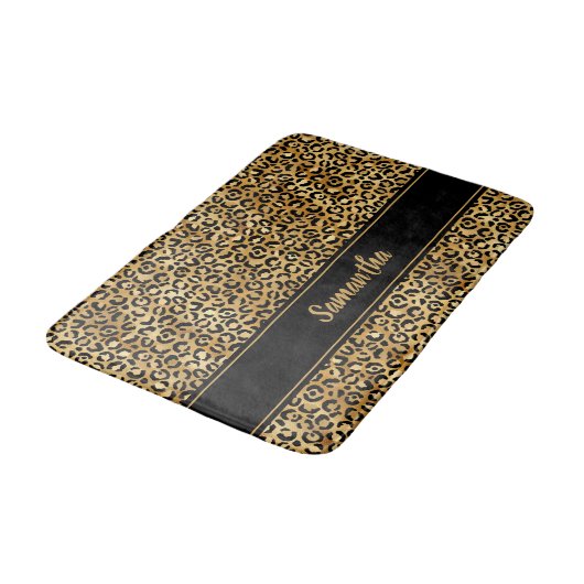 Chic Black Gold Leopard-printer op maat Badmat (Gekanteld)